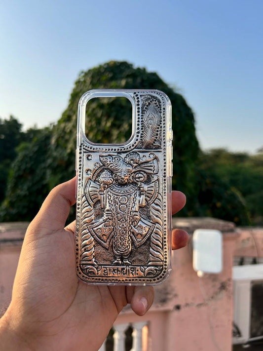 Dwarkadhish Design Silver Mobile Case